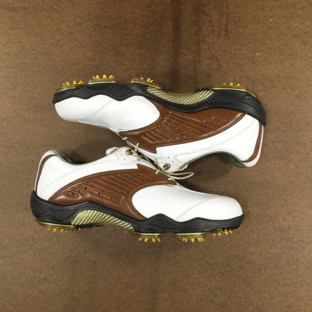 Footjoy DryJoy Golf Shoes Mens Size 9M White Brown Leather 53753 - Picture 2 of 10